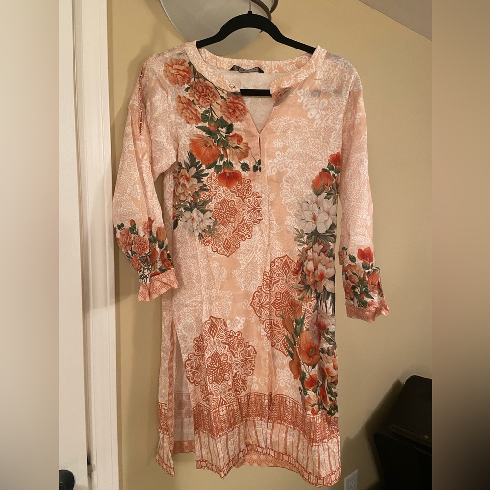 Peach Nishat Linen shirt and pants